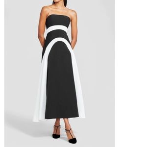 Lela Rose Faille Strapless Midi Dress